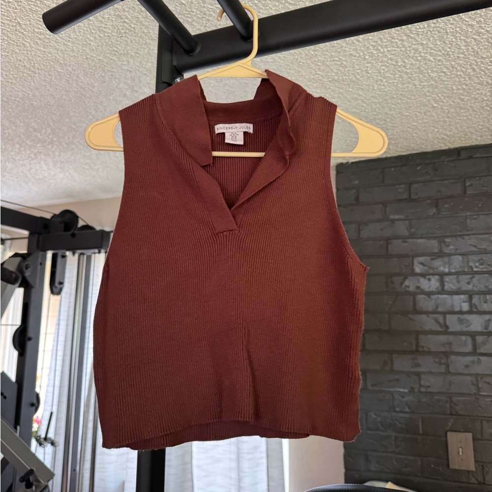 Sincerely Jules Red Fitted Crop Tank Top